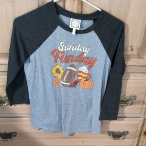 Sunday Funday Kids Long Sleeve Tee - Gray and Black